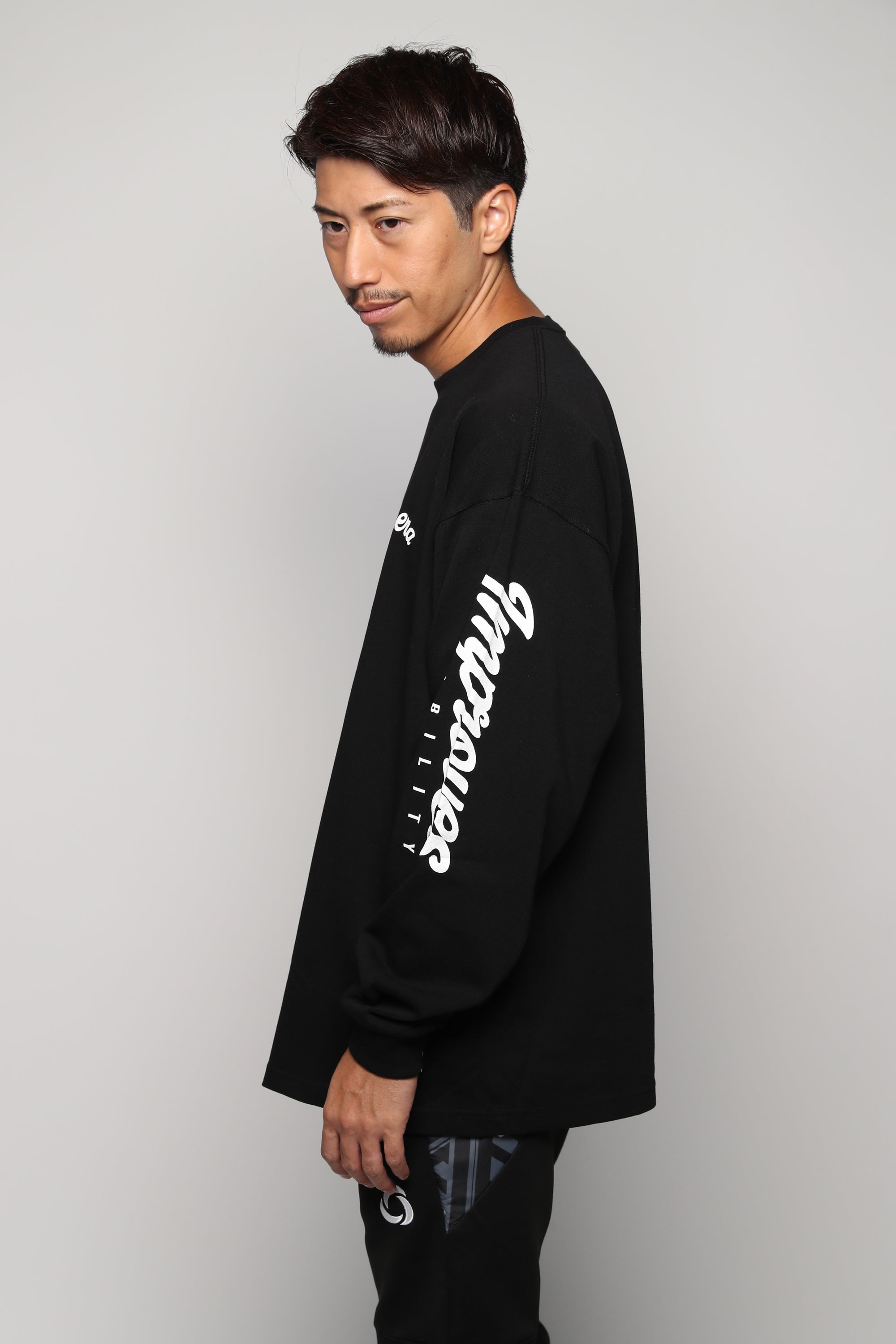 BNR-T188／ボネーラ ロングスリーブTシャツ (BLK, WHT)／bonera